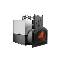 Печь Горыныч 3 с конвекцией, каменка с правой стороны, большая дверь со стеклом