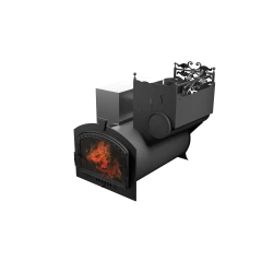 Печь Горыныч 3, каменка с правой стороны, большая дверь со стеклом