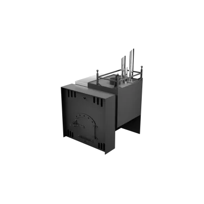 Печь Горыныч Мини, каменка закрытая с парогенератором с правой стороны, естественная система воздушного отопления