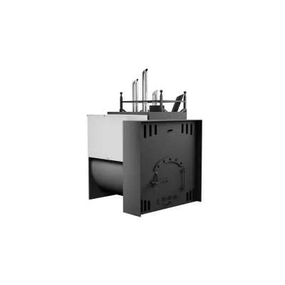 Печь Горыныч Мини, каменка закрытая с парогенератором с правой стороны, естественная система воздушного отопления
