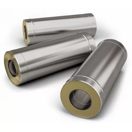 Модуль дымохода утепленный (сэндвич) TMF ф200/300, 0,5м, 0,5мм, нерж/нерж   (Внешняя и внутренняя труба модуля изготавливается из высоколегированной коррозионностойкой стали AISI 409 толщиной 0,5 мм)