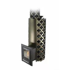 Арабеска XXL Inox Люмина черная бронза   (Модификация печи большого класса с закрытой каменкой цвета «черная бронза» и светопрозрачным экраном «Люмина» 28 см)