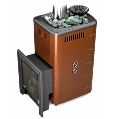 Таймыр 2017 Inox БСЭ ЗК ТО терракота   (Модификация с большим светопрозрачным экраном, закрытой каменкой, теплообменником, цвет терракота)