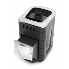 Компакт 2017 Carbon ДН ТО антрацит   (Модификация с дверцей из нержавеющей стали без стекла, с теплообменником, цвет антрацит)