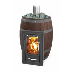 Вариата Inox Люмина КТК Баррель палисандр   (Модификация печи с коротким топливным каналом, экраном Люмина 28 см, цвет палисандр)