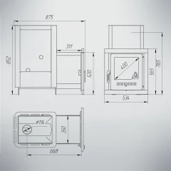 Паленица удлиненная топка Панорамная дверь