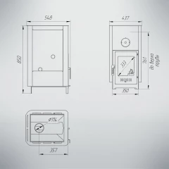 Паленица укороченная топка Панорамная дверь